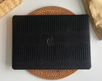 Kohle Schwarz Leder MacBook Hülle Schutzhülle für Macbook Pro 14 Hülle Macbook Air 13 Hülle Pro 13 Hülle, Pro 15, Pro 16, Macbook Pro Hülle