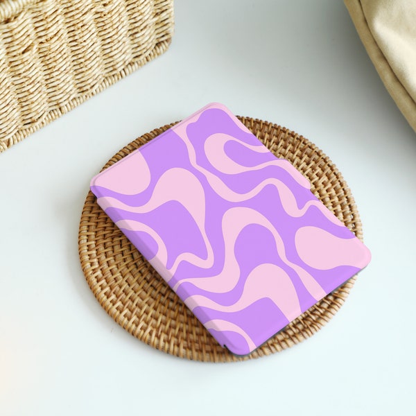 Lilac Twisty Ripple Personalised Kindle Case for Kindle Paperwhite 5, Custom Name Folio Case for Paperwhite 2022, 11th Gen Kindle Cover