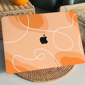 Orange Line Artwork MacBook Case Protect Cover for Macbook Pro 14 Case Macbook Air 13 Case Pro 13 Case, Pro15, Pro 16, 2020 Macbook Pro Case