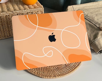 Orange Line Artwork MacBook Case Protect Cover for Macbook Pro 14 Case Macbook Air 13 Case Pro 13 Case, Pro15, Pro 16, 2020 Macbook Pro Case
