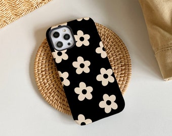 Fleurs transparentes noires Coque pour iPhone, iPhone 15, 15 Pro, 15 Pro Max, iPhone 14 Pro Max, iPhone 14 13 12 11 Pro, iPhone XR XS Max, coque de téléphone