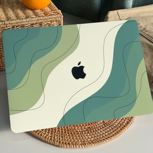 Green Wave Lines Military MacBook Case Protect Cover for Macbook Pro 14 Case Macbook Air 13 Case Pro 13 Case, Pro15, Pro 16,Macbook Pro Case