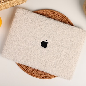 Beige Plush MacBook Case Protect Cover for MacBook Pro 14 Case MacBook Air 13 Case Pro 13 Case, Pro 15, Pro 16,Macbook A2991 A2992 A2918Case image 1