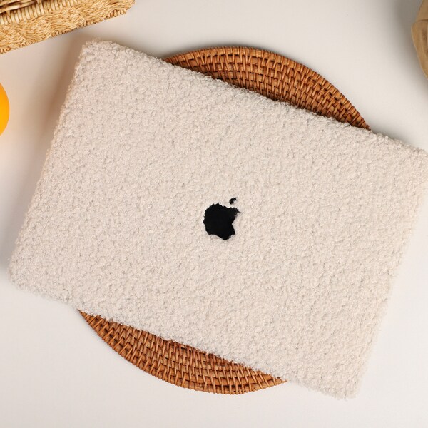 Beige Plush MacBook Case Protect Cover for Macbook Pro 14 Case Macbook Air 13 Case Pro 13 Case, Pro 15, Pro 16,Macbook A2991 A2992 A2918Case