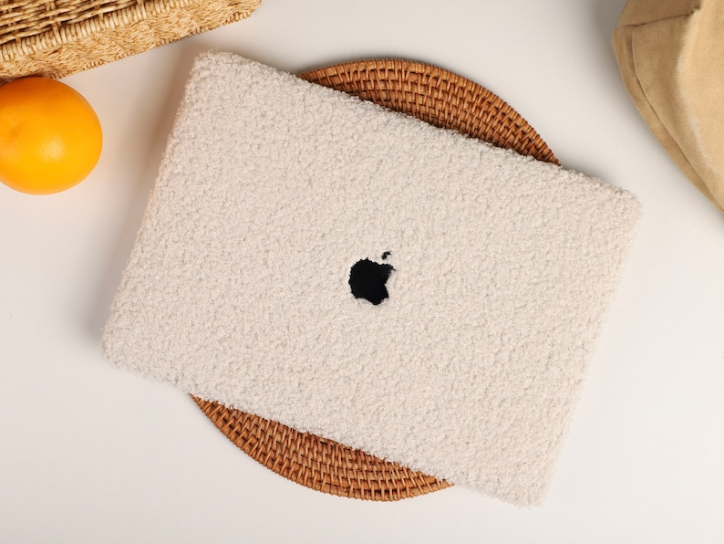 Beige Plush MacBook Case Protect Cover for MacBook Pro 14 Case MacBook Air 13 Case Pro 13 Case, Pro 15, Pro 16,Macbook A2991 A2992 A2918Case image 1