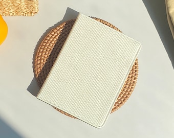 Pearl White Weave All New Kindle Case Kindle Cover, Personalized Kindle Case, Custom Name Folio Case Cover for Kindle Paperwhite 2019-2022