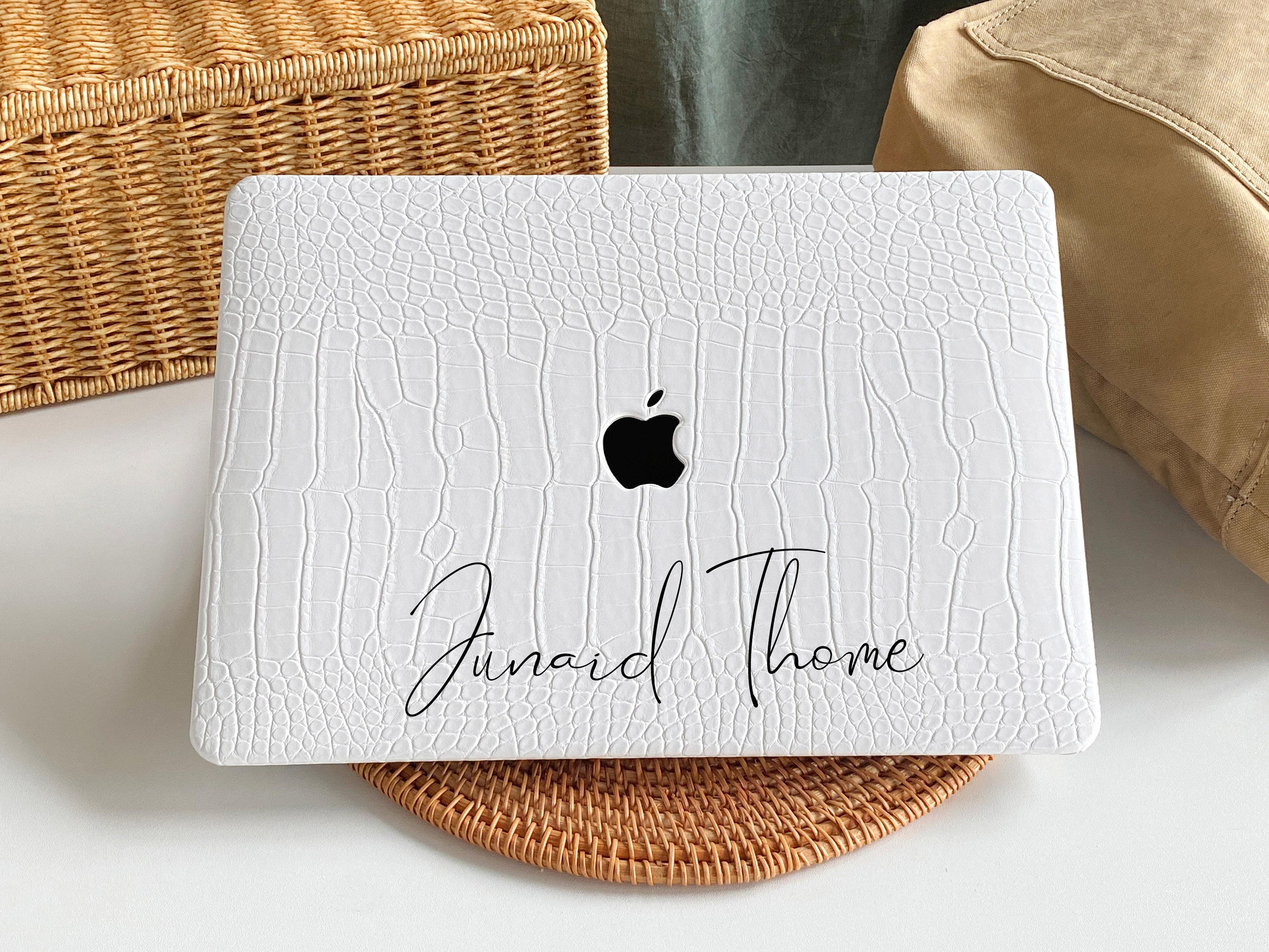 Pearl White Embossed MacBook Case Protect Cover for MacBook