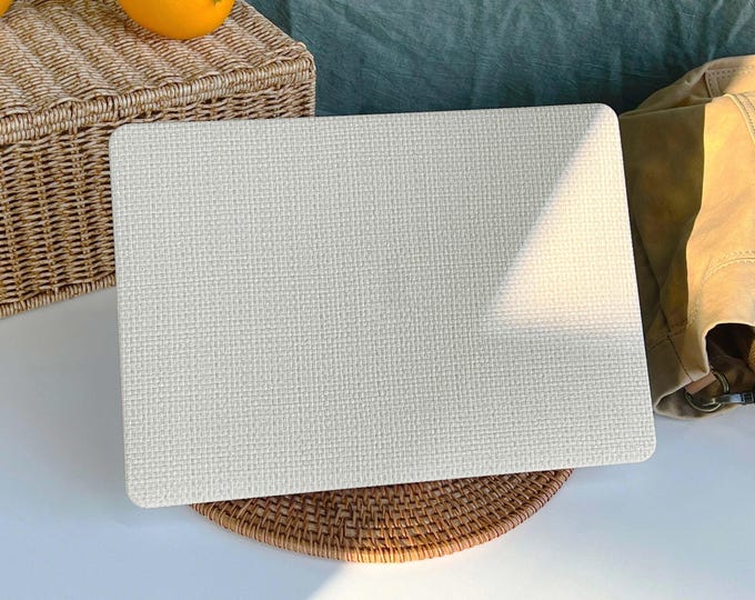 Pearl White Weave Leather MacBook Case Protect Cover for Macbook Pro 14 Case Macbook Air 13 Case Pro 13 Case, Pro 15, Pro 16, Macbook Case