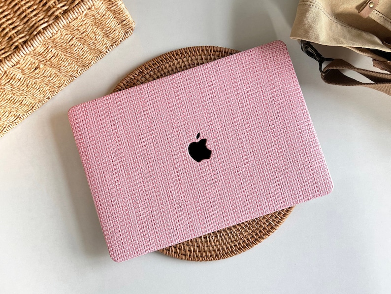 Pink Weave Pattern MacBook Case Protect Cover for MacBook Pro 14 Case MacBook Air 13 Case Pro 13 Case, Pro 15, Pro 16, MacBook Case image 1