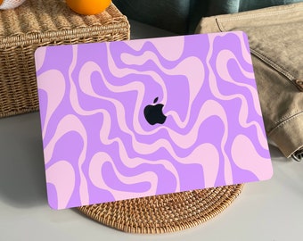 Lilac Twisty Ripple MacBook Case Protect Cover for Macbook Pro 14 Case Macbook Air 13 Case Pro 13 Case, Pro15, Pro 16, 2020 Macbook Pro Case