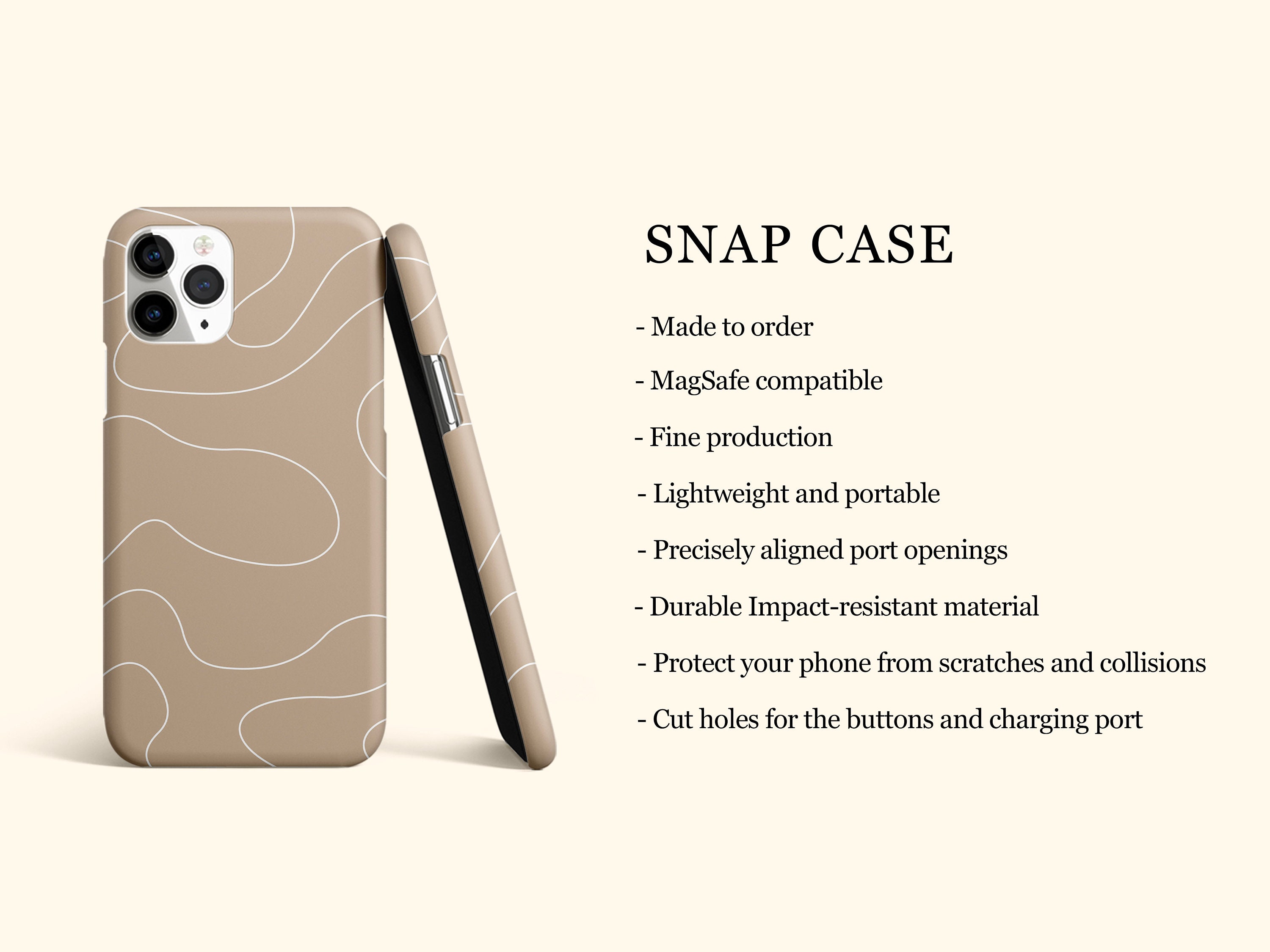 Coffee Line Aesthetics iPhone Case, iPhone 15, 15 Pro, 15