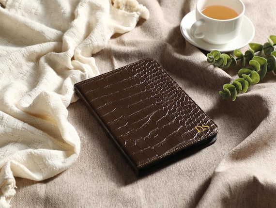 Brown Crack Leather All New Kindle Case Kindle Cover, Personalized Kindle Case, Custom Name Folio Case Cover for Kindle Paperwhite 2019-2022