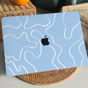 Blue Art Line MacBook Case Protect Cover for Macbook Pro 14 Case Macbook Air 13 Case Pro 13 Case, Macbook Pro 15, Pro 16 Case