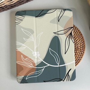 Stone Leaves Sketch Magnetic Smart Case Cover iPad 9 Case, iPad Mini 6 iPad Air iPad Pro 2021 Case, iPad Air 5 Air 4 iPad Pro 11 Case