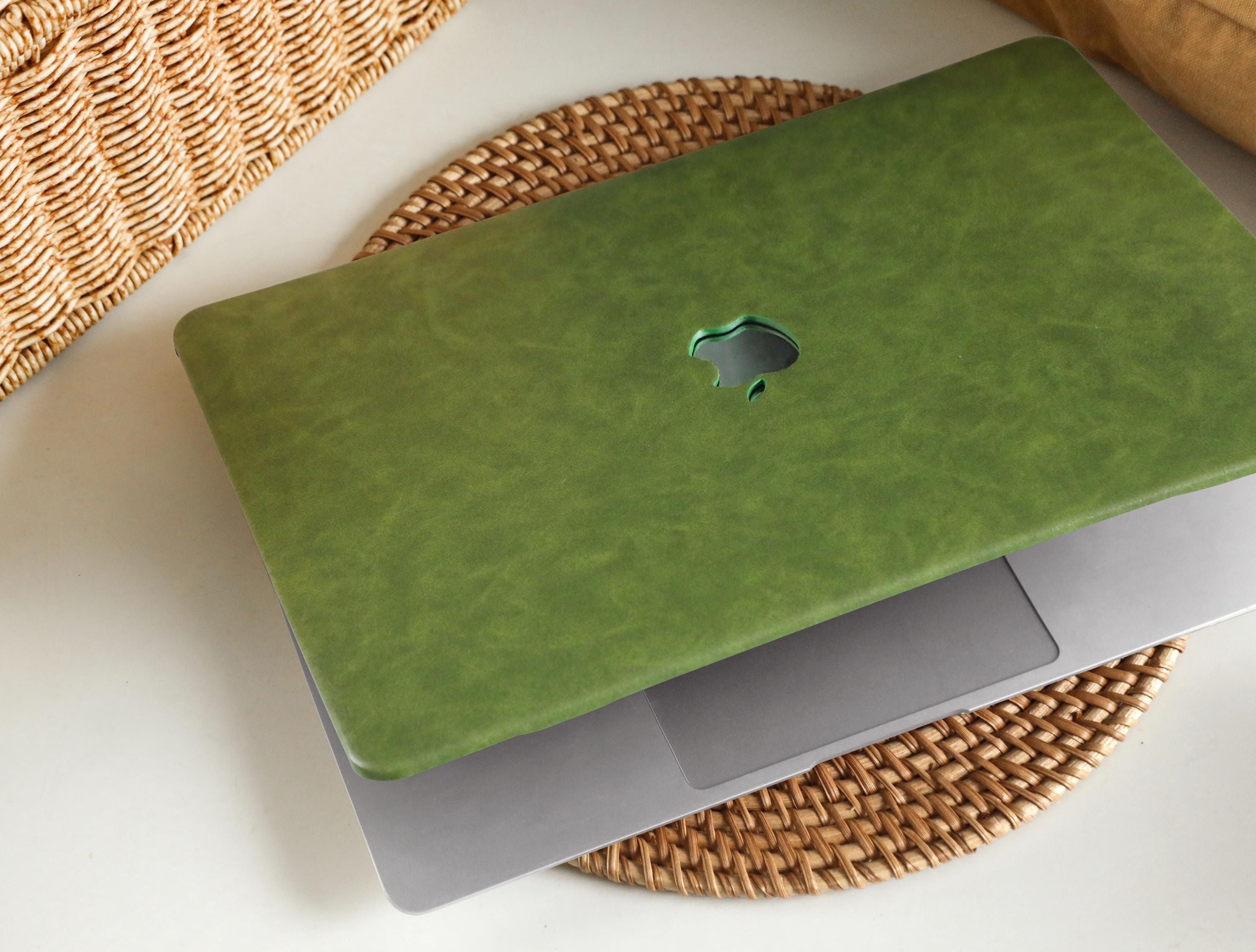 Olive Patina Leather MacBook Case Protect Cover for MacBook Pro 14