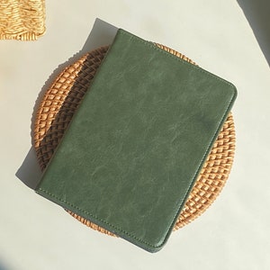 Dark Green Leather All New Kindle Case Kindle Cover, Personalized Kindle Case, Custom Name Folio Case Cover for Kindle Paperwhite 2019-2022