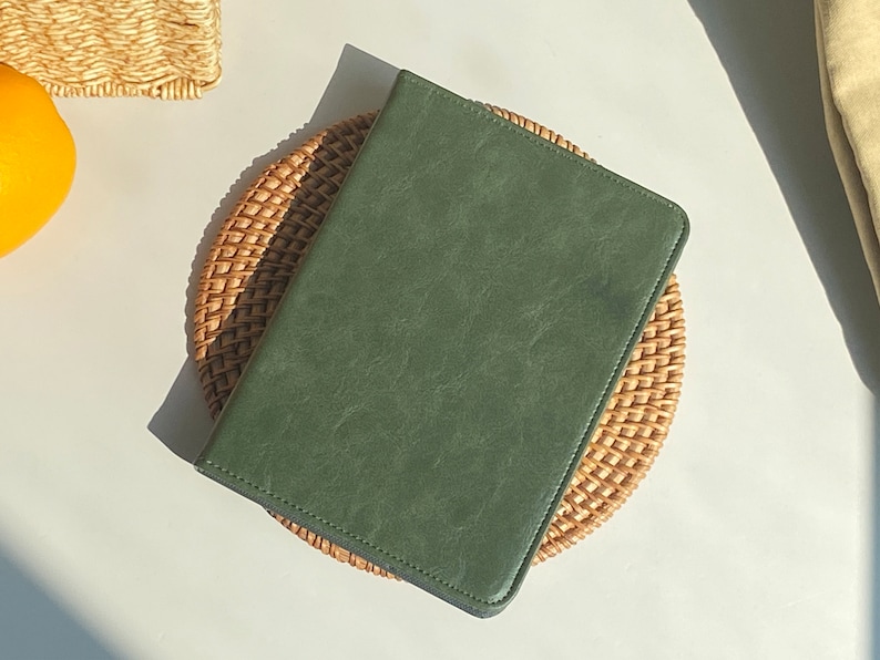 Dark Green Leather All New Kindle Case Kindle Cover, Personalized Kindle Case, Custom Name Folio Case Cover for Kindle Paperwhite 2019-2022 image 1