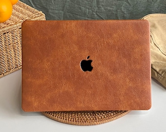 Vintage bruin lederen MacBook Case Bescherm Cover voor MacBook Pro 14 Case MacBook Air 13 Case Pro 13 Case, Pro 15, Pro 16, MacBook Pro Case