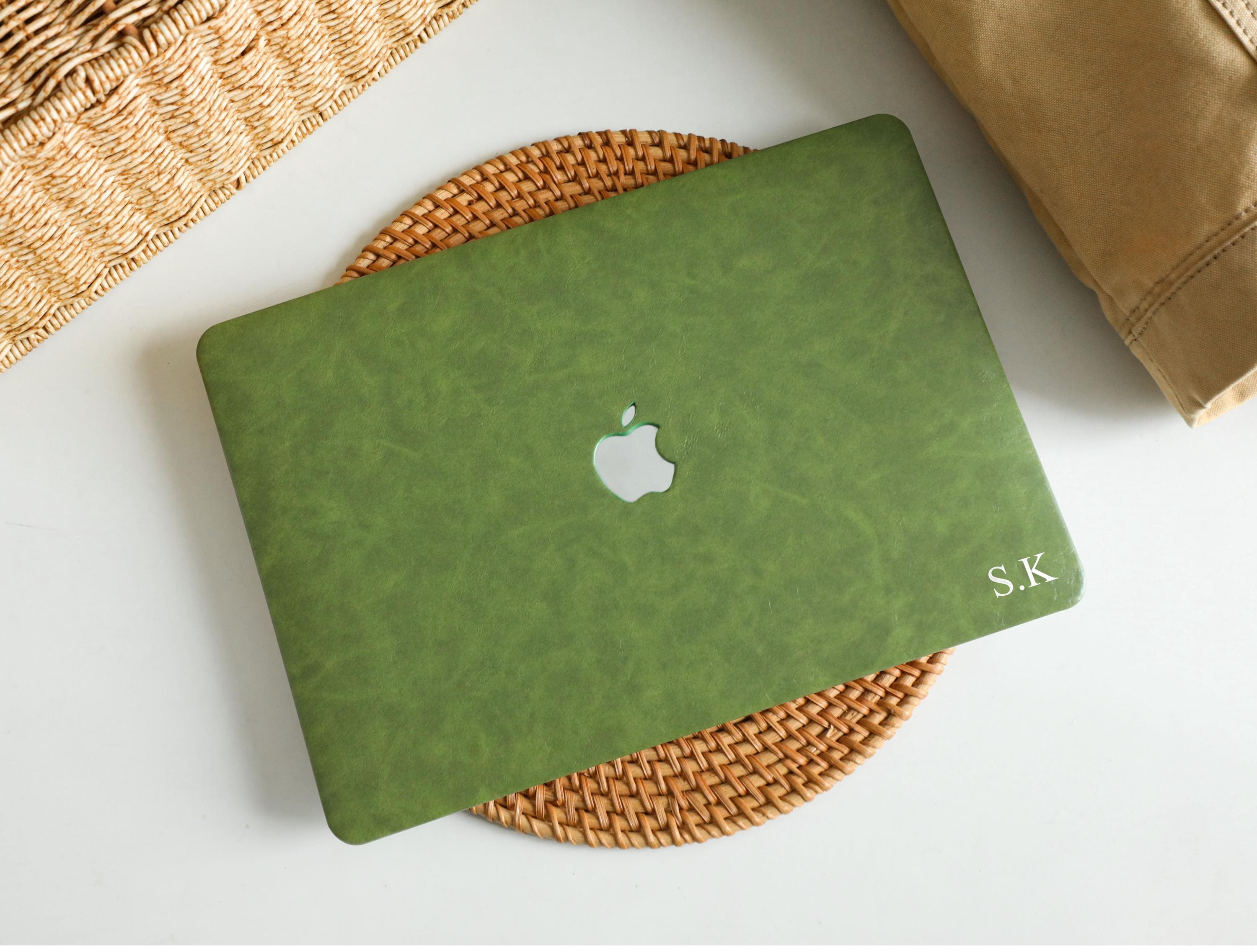 Olive Patina Leather MacBook Case Protect Cover for MacBook Pro 14