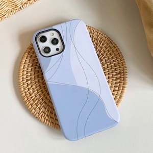 Capa para iPhone Tranquil Blue Wavy Lines, iPhone 15, 15 Pro, 15 Pro Max, iPhone 14 Pro Max, iPhone 14 13 12 11 Pro iPhone XR XS Max, capa de telefone