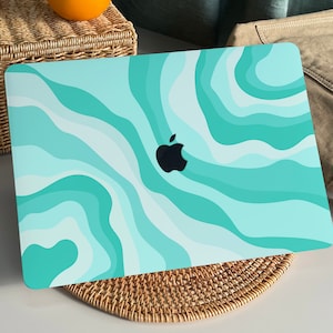 Light Sea Green Gradient Waves MacBook Case Protect Cover for Macbook Pro 14 Case Macbook Air 13 Case Pro 13 Case, Mac Pro 15, Pro 16 Case