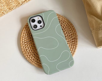 Matcha Line Aesthetics iPhone Case, iPhone 15, 15 Pro, 15 Pro Max, iPhone 14 Pro Max, iPhone 14 13 12 11 Pro, iPhone XR XS Max, Phone Cover
