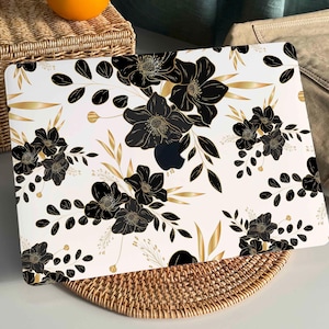 Black Floral MacBook Case Protect Cover for Macbook Pro 14 Case Macbook Air 13 Case Pro 13 Case, Macbook Pro 15, Pro 16 Case