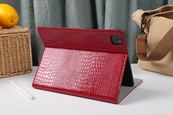 Red Crocodile Leather Magnetic Smart Case Cover iPad 9 Case, iPad