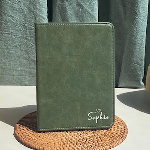 Dark Green Leather All New Kindle Case Kindle Cover, Personalized Kindle Case, Custom Name Folio Case Cover for Kindle Paperwhite 2019-2022 image 5