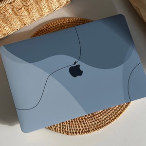 Art Line Blue MacBook Case Protect Cover for Macbook Pro 14 Case Macbook Air 13 Case Pro 13 Case, Pro 15, Pro 16, 2020 Macbook Pro Case