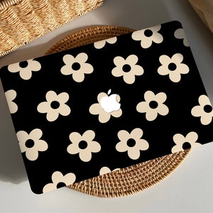 Seamless Flowers Black MacBook Case Protect Cover for Macbook Pro 14 Case Macbook Air 13 Case Pro 13 Case, Pro 15, Pro 16, 2020 Macbook Case