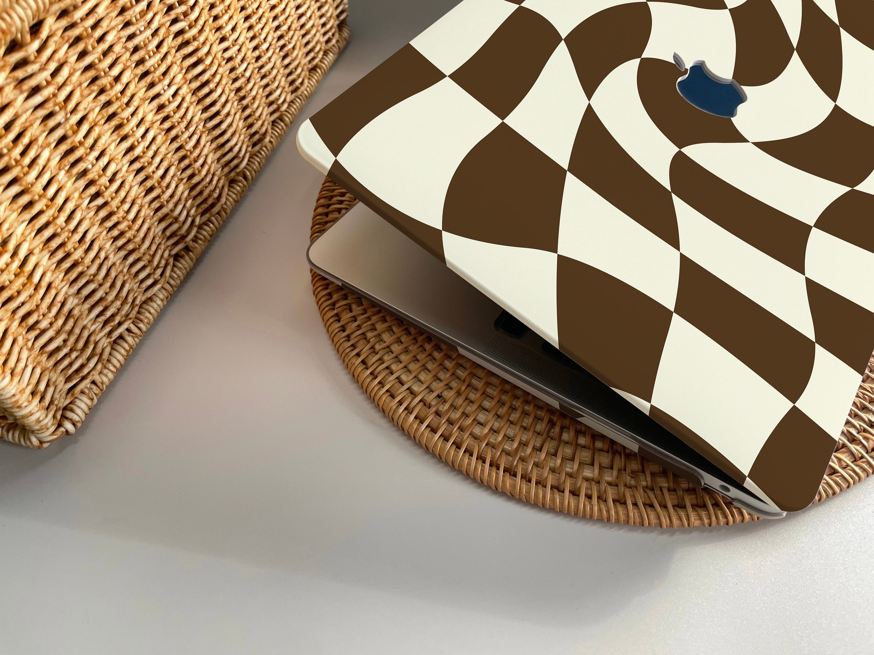 Brown Khaki Checkered Board Trendy MacBook Protective Hard 