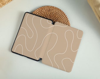 Coffee Line Aesthetics All New Kindle Case Kindle Cover, Personalized Kindle Case, Custom Name Folio Case Cover for Kindle Paperwhite 2022