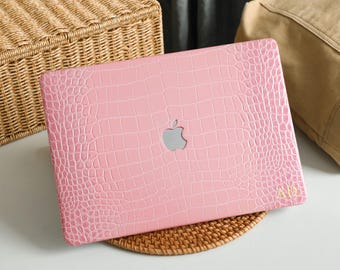 Blush Rosa geprägte Leder MacBook Tasche Protect Cover für Macbook Pro 14 Case Macbook Air 13 Case Pro 13 Case, Pro 15, Pro 16, Macbook Fall