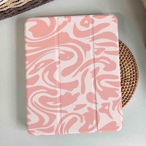 Pink Abstract Swirl Magnetic Smart Case Cover iPad 9 Case, iPad Mini 6 iPad Air iPad Pro 2021 Case, iPad Air 5 Air 4 iPad Pro 11 Case