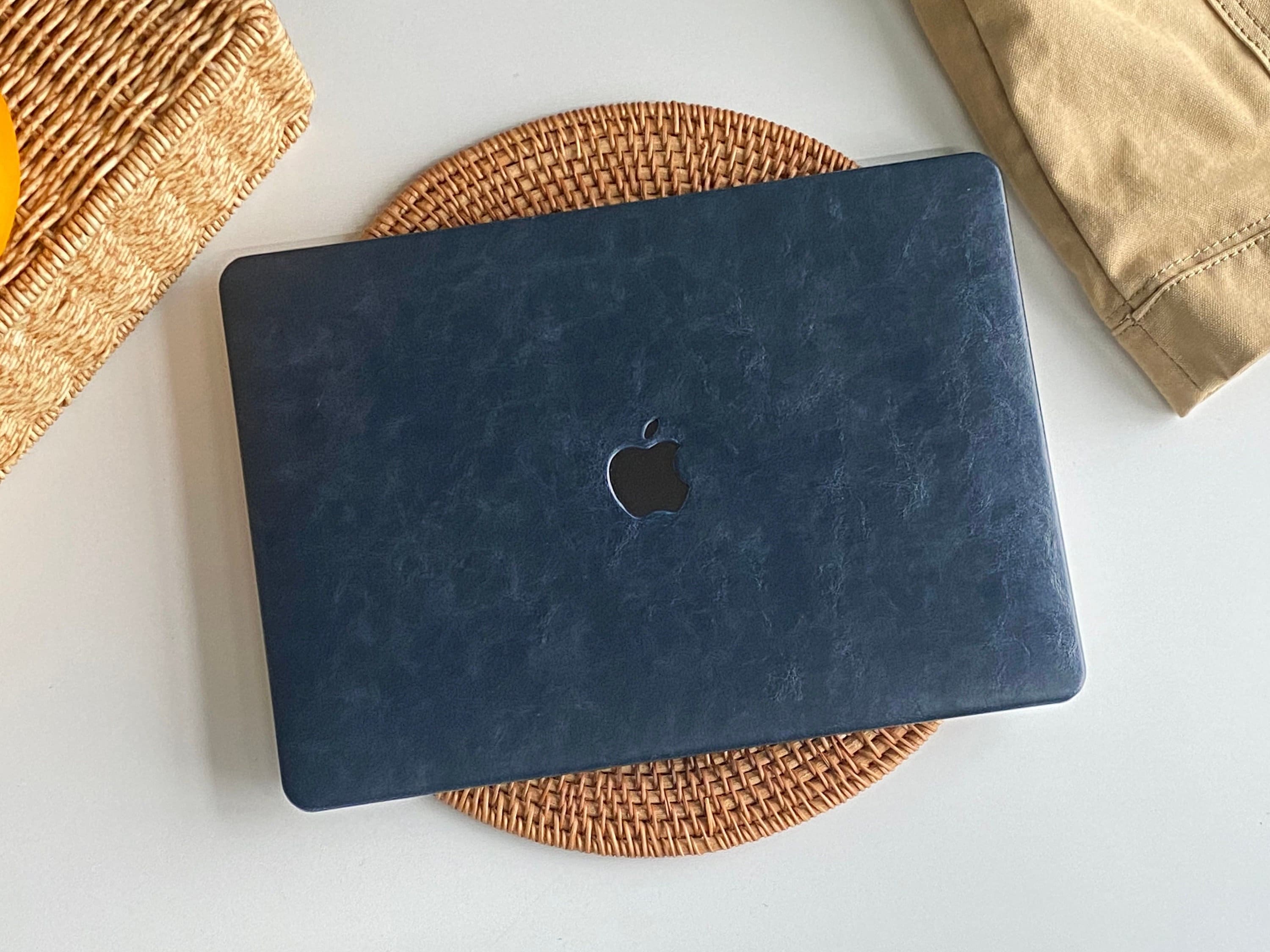 Dark Blue Leather MacBook Case Protect Cover for MacBook Pro 14