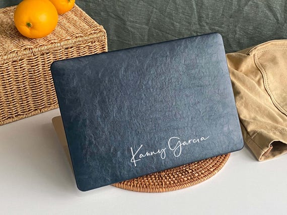 Dark Blue Leather MacBook Case Protect Cover for MacBook Pro 14