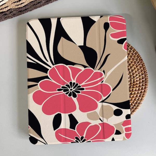 Pink Dahlia Magnetic Smart Case Cover iPad 9 Case, iPad Mini 6 iPad Air iPad Pro 2021 Case, iPad Air 5 Air 4 iPad Pro 11 Case