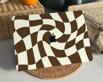 Distorted Brown Checkerboard MacBook Case Protect Cover for Macbook Pro 14 Case Macbook Air 13 Case Pro 13 Case, Pro15, Pro 16, Mac Pro Case