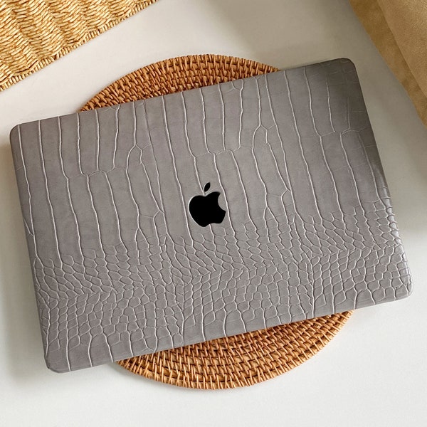 Stone Gray Embossed MacBook Case Protect Cover for Macbook Pro 14 Case Macbook Air 13 Case Pro 13 Case, Pro15, Pro 16, 2020 Macbook Pro Case