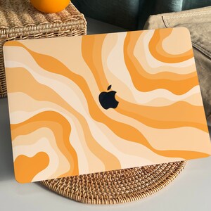 Orange Gradient Waves MacBook Case Protect Cover for Macbook Pro 14 Case Macbook Air 13 Case Pro 13 Case, Pro 15, Pro 16, Macbook Pro Case