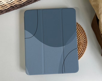 Étui intelligent magnétique bleu Art Line Coque iPad 9, Coque iPad Mini 6 iPad Air iPad Pro 2021, Coque iPad Air 5 Air 4 iPad Pro 11