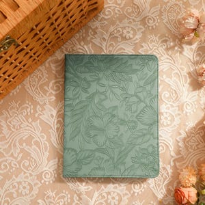 Green Bas-Relief Flower iPad Case Cover iPad 10th 10.9&quot; 2024 Air 5 Case, iPad Mini 6 iPad Pro 2021 Case, iPad Pro 12.9&#39;&#39; iPad Pro 11&#39;&#39; Case