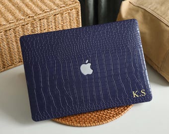 Sapphire Blue Leather MacBook Case Protect Cover for Macbook Pro 14 Case Macbook Air 13 Case Pro 13 Case, Pro 15, Pro 16, Macbook Case