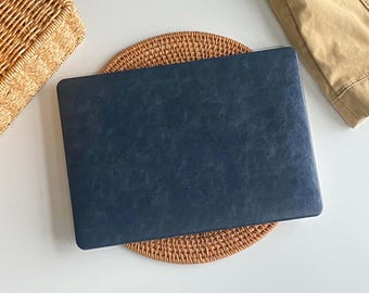 Mörkblått läderfodral till MacBook, skyddande fodral för Macbook Pro 14, fodral till Macbook Air 13, fodral till Pro 13, Pro 15, Pro 16, Macbook Pro-fodral