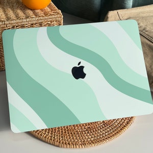 Gradient Green Waves MacBook Case Protect Cover for Macbook Pro 14 Case Macbook Air 13 Case Pro 13 Case, Pro 15, Pro 16, 2020 Mac Pro Case