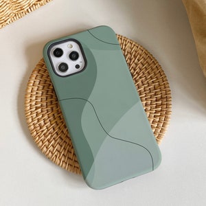 Art Line Green iPhone Case, iPhone 15, 15 Pro, 15 Pro Max, iPhone 14 Pro Max, iPhone 14 13 12 11 Pro, iPhone XR XS Max, Phone Cover