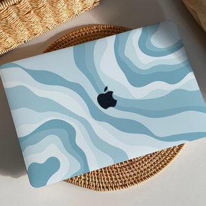 Blue Gradient Waves MacBook Case Protect Cover for Macbook Pro 14 Case Macbook Air 13 Case Pro 13 Case, Pro 15, Pro 16, Macbook Pro Case