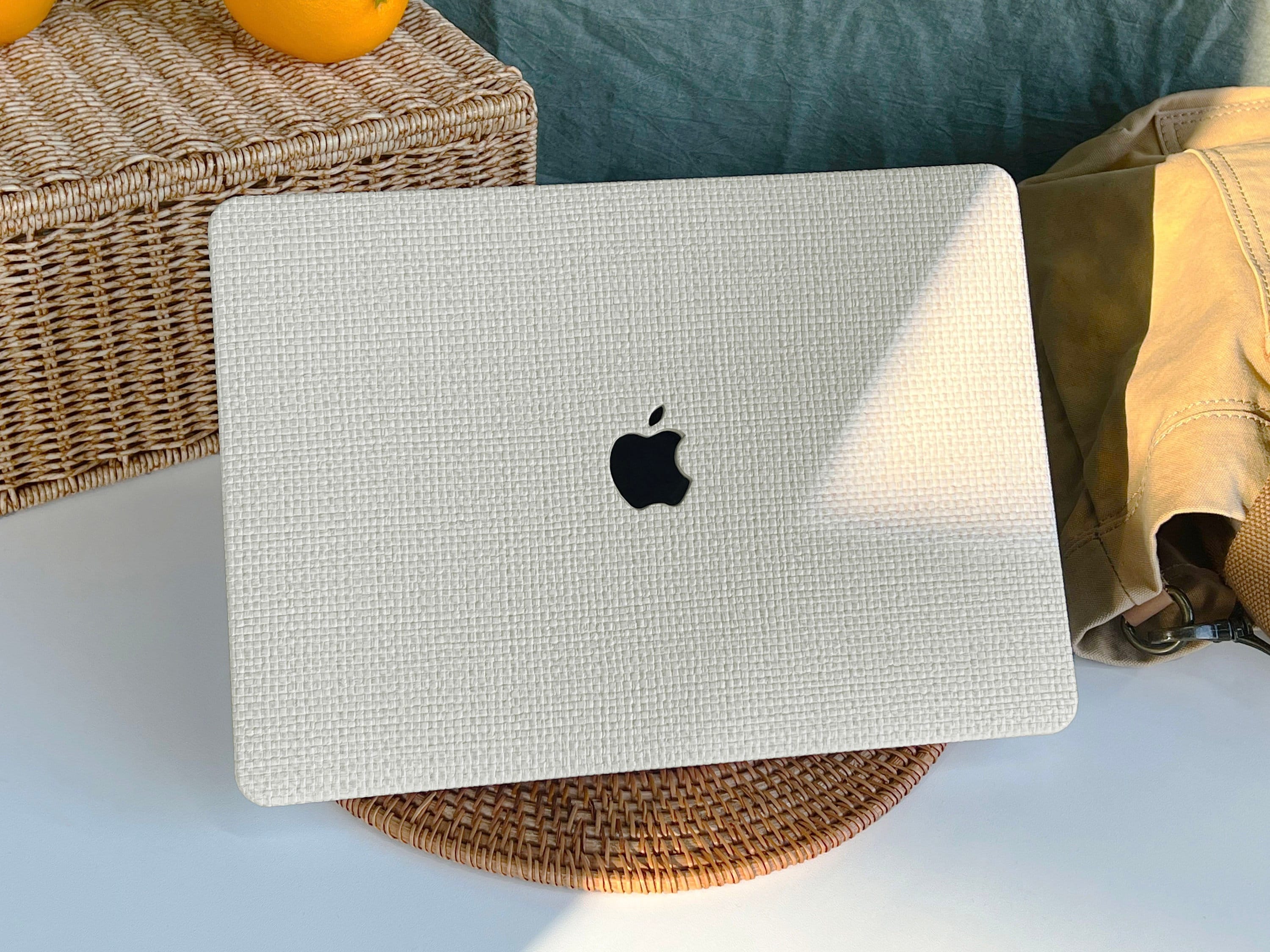 Pearl White Weave Leather MacBook Case Protect Cover for Macbook Pro 14 Case Macbook Air 13 Case Pro 13 Case, Pro 15, Pro 16, Macbook Case