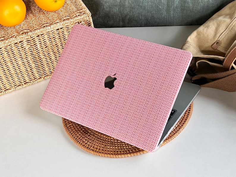 Pink Weave Pattern MacBook Case Protect Cover for MacBook Pro 14 Case MacBook Air 13 Case Pro 13 Case, Pro 15, Pro 16, MacBook Case image 5